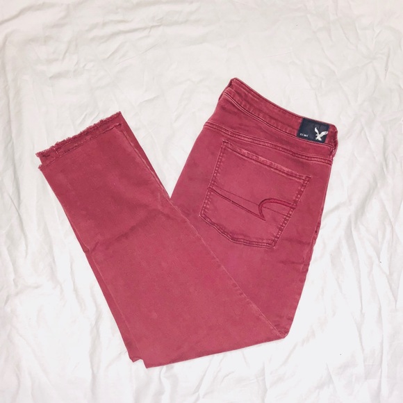 American Eagle Outfitters Denim - American eagle maroon jegging crop size 18 jeans